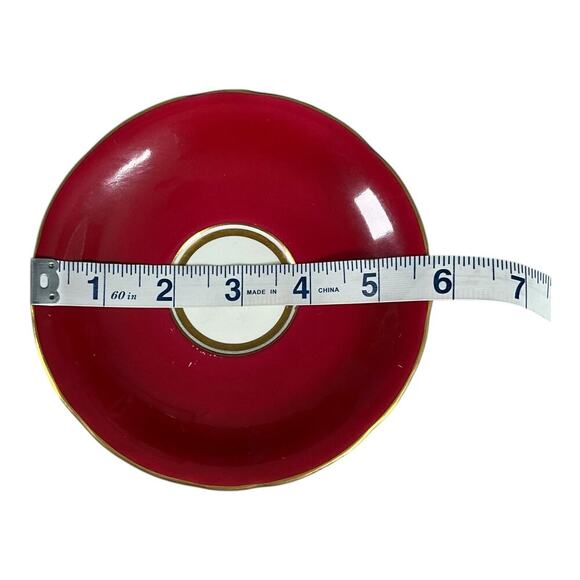 Vintage AYNSLEY Bone China England Rare Find Deep Red & Gold Tea Cup & Saucer - Picture 8 of 9